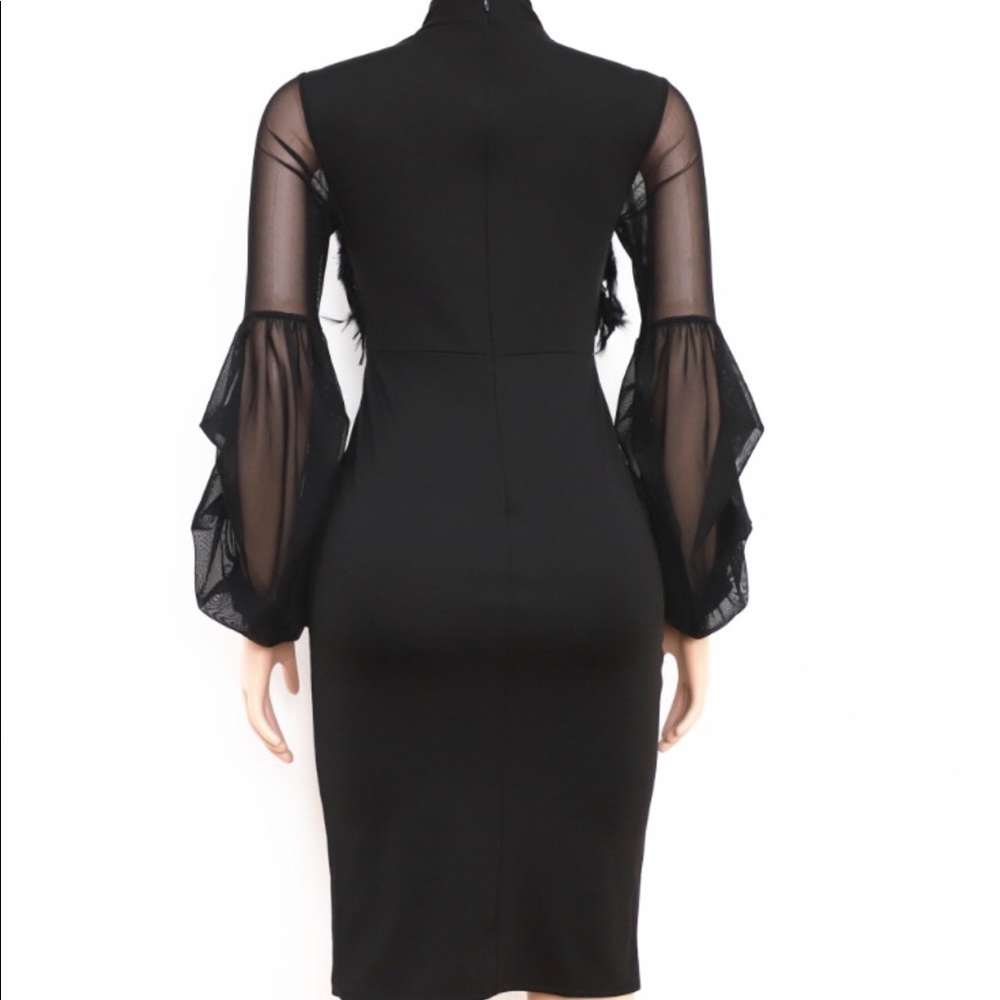 Feathered Black Dress - Picture 6 of 8